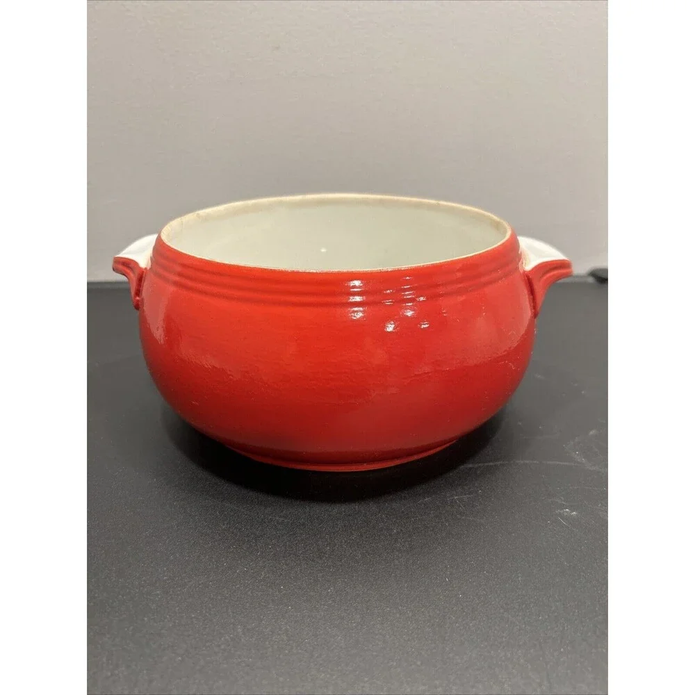 HALL’S Superior Quality Kitchenware USA Double Handle Casserole Dish Red 2QT Vtg